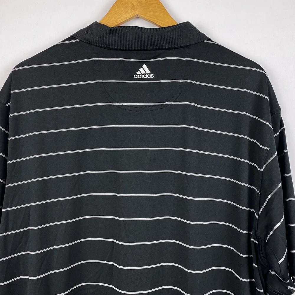 Adidas Polo Shirt XL Black White Stripe Golf Casual‎